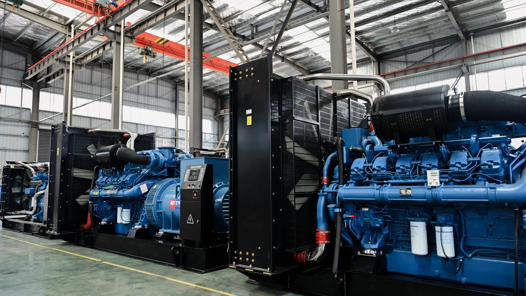 Generator sets on the workshop floor