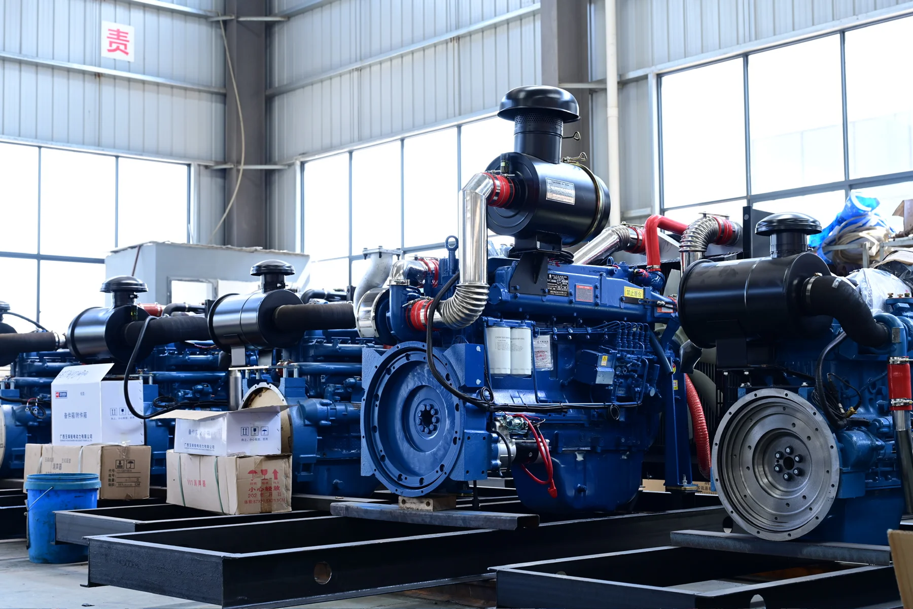 Generator sets on the workshop floor