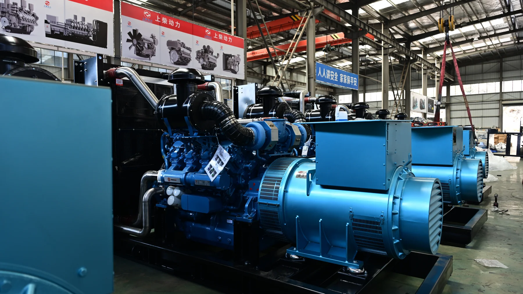 Generator sets on the workshop floor